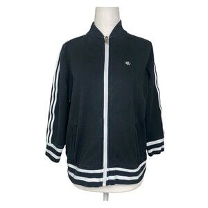 Lauren Ralph Lauren Jacket Womens S/P Small Petite Black Track Jacket Casual